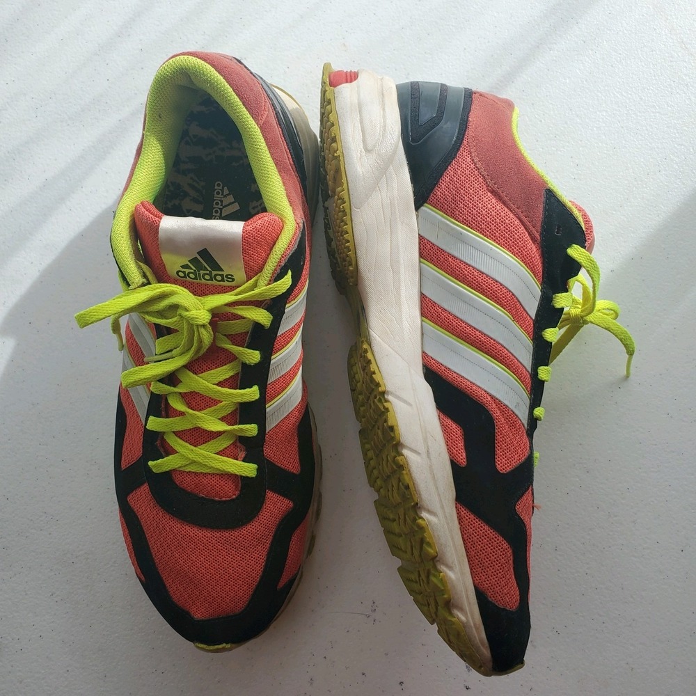 Adidas Marathon 10 Running Shoes Coral Black Neon Yellow G97483 Mens 10